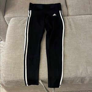 Adidas Black and White Leggings with Classic Stripes